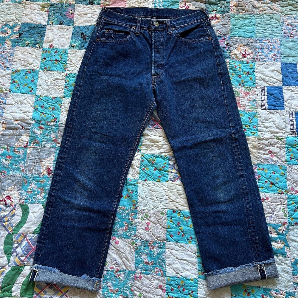 Vintage 60s Levi's Big E 501 Selvedge Dark Wash Button Fly Jeans USA 29 x 26.5